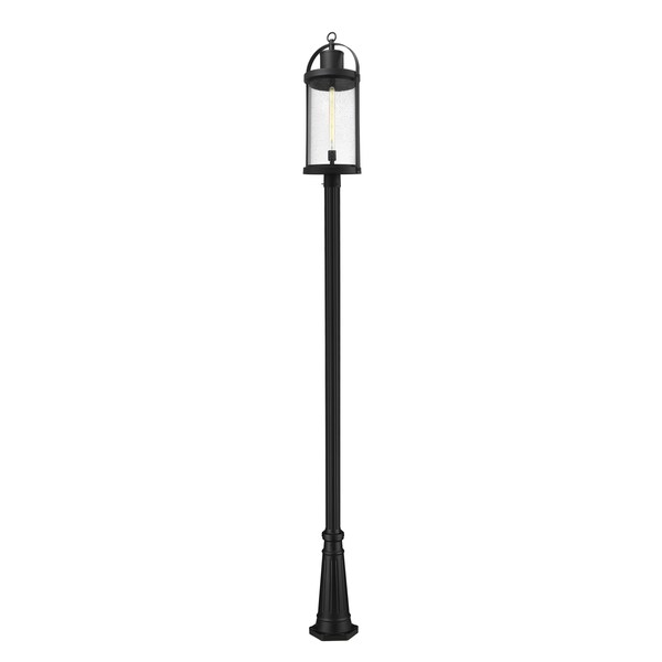 Z-Lite Roundhouse 1 Light Outdoor Post Mounted Fixture, Black And Clear Seedy 569PHXL-519P-BK - main